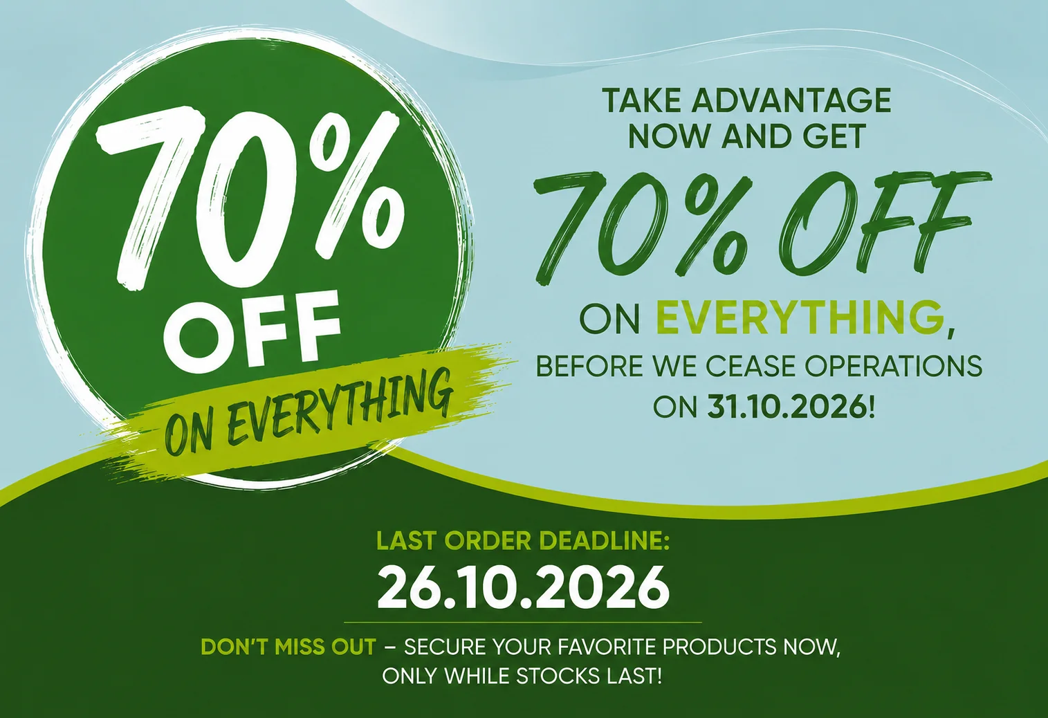 Get your favorite products at an unbeatable price and enjoy 70% off until October 26, 2026! Don&rsquo;t miss out &ndash; shop now while stocks last.