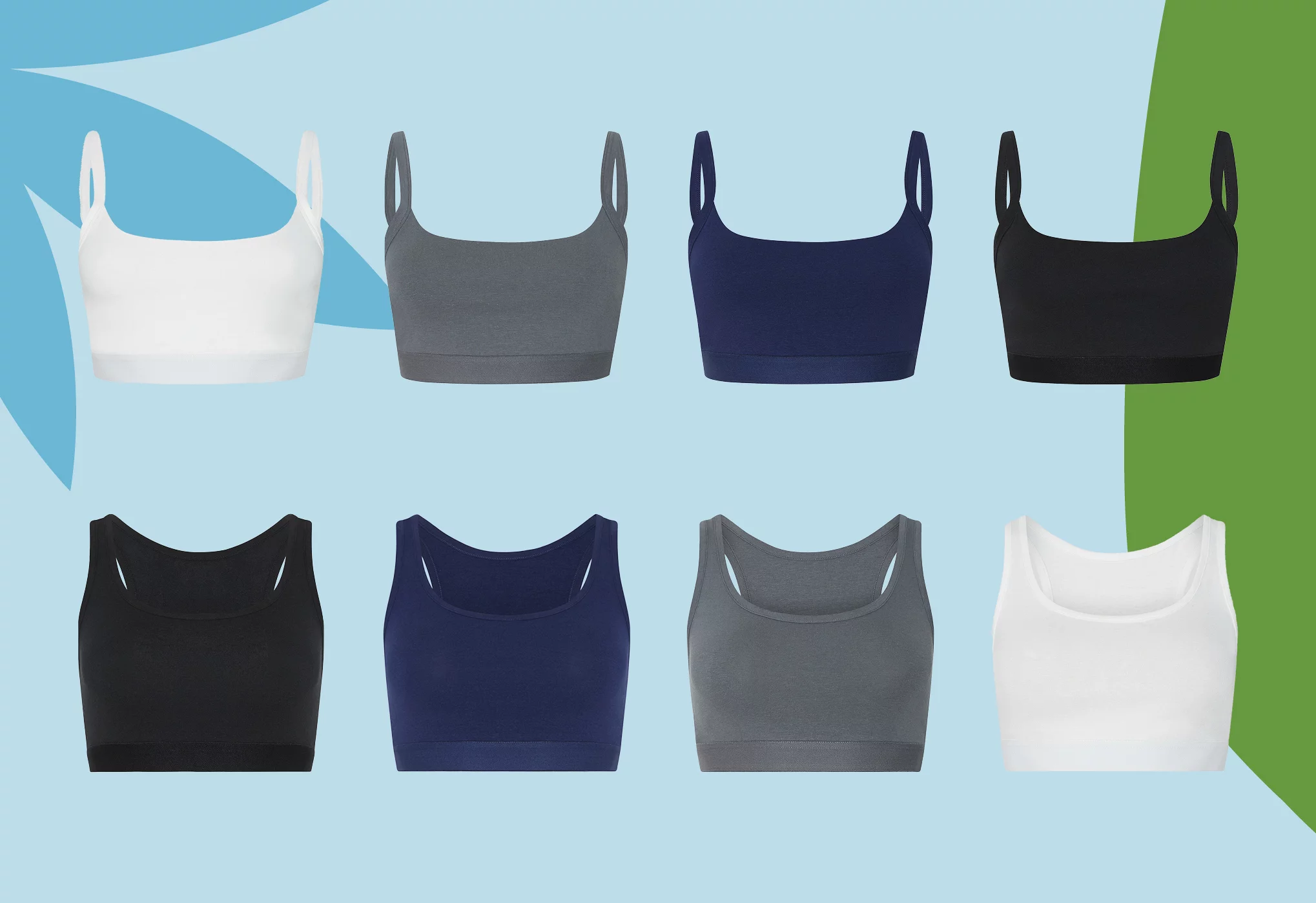 New bras for sport & everyday life
Discover our new bras made from organic cotton and hemp. They are thermo-regulating, breathable and moisture-wicking. A soft elasticated underbust band ensures good support and comfort. Available in four great colours!