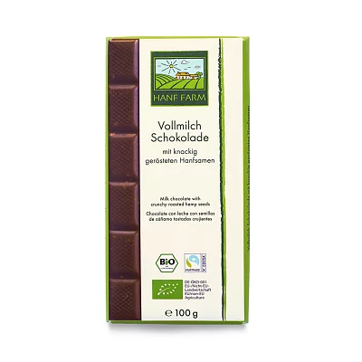 Bio Vollmilchschokolade mit Fairtrade Kakao und gerösteten Hanfsamen